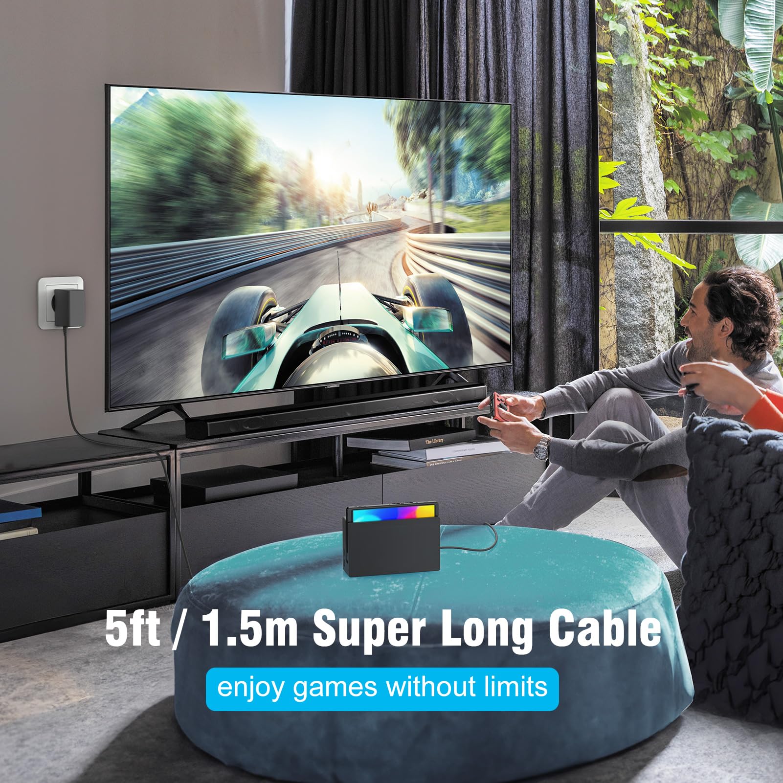 45W Switch Netzteil mit 1.5M/5FT Ladekabel Kompatibel mit Nintendo Switch/Lite/OLED/Deck Dock/Pro Controller, Unterstützt TV Modus 3