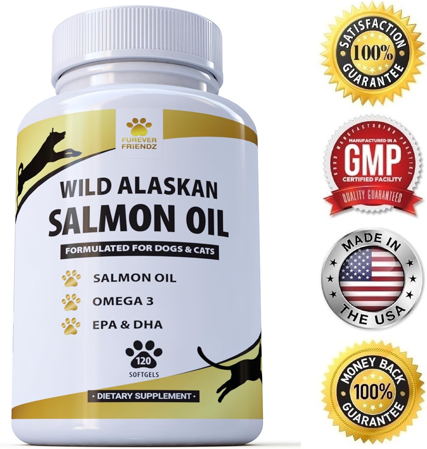 Natural, Wild Alaskan, Salmon Fish Oil Supplement For Dogs & Cats