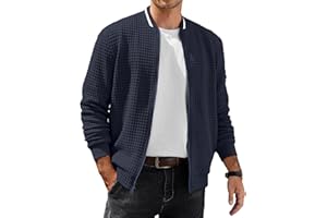 COOFANDY Mens Zip Up Sweater Jacket Waffle Sweatshirt Knit Bomber Lightweight Casual Jackets