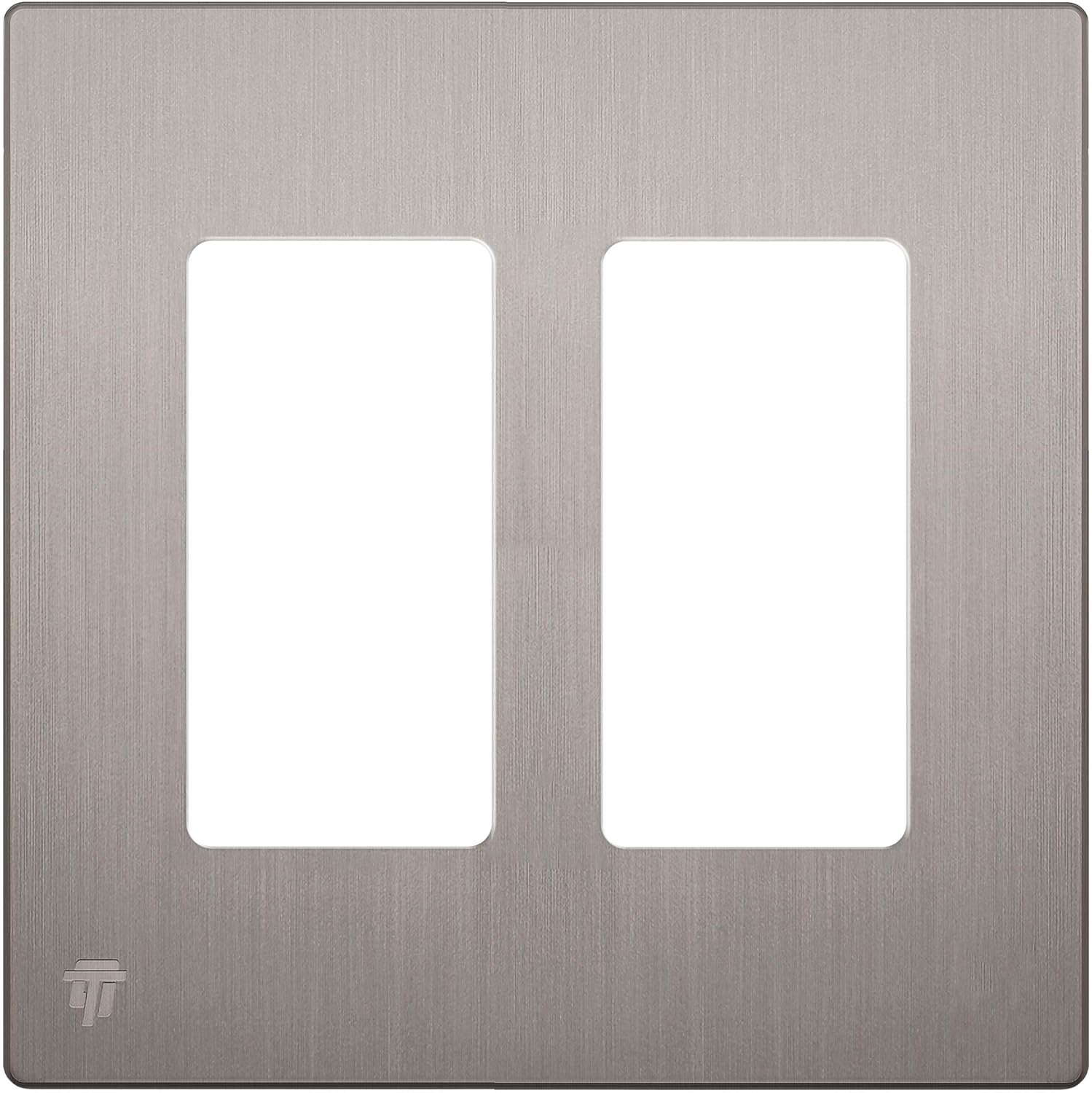 ENERLITES Elite Series Screwless Decorator Wall Plate Child Safe Outlet Cover, Size 2-Gang 4.68" H x 4.73" L, Unbreakable Polycarbonate Thermoplastic, SI8832-BNK, Brushed Nickel