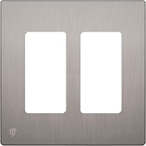 ENERLITES Elite Series Screwless Decorator Wall Plate Child Safe Outlet Cover, Size 2-Gang 4.68" H x 4.73" L, Unbreakable Polycarbonate Thermoplastic, SI8832-BNK, Brushed Nickel