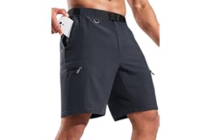 Haimont Men's Hiking Cargo Shorts 9" Lightweight Quick Dry Tactical Shorts 5 Zipper Pockets Fishing Travel Camping