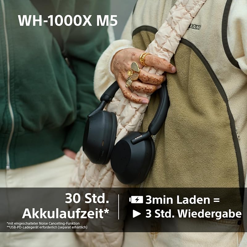 WH-1000XM5 kabellose Bluetooth Noise Cancelling Kopfhörer (30h Akku, Touch Sensor, Headphones Connect App, Schnellladefunktion, optimiert für Amazon Alexa, Headset mit Mikrofon) Silber