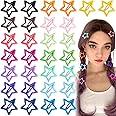 Joez Wonderful 30 Pcs Multicolor Star Hair Clips, 1.18"/3cm Metal Snap Hair Clips, Cute Star Clips Hair Barrettes, Non-Slip Fashion Star Hair Accessories for Women Girls (15 Colors)