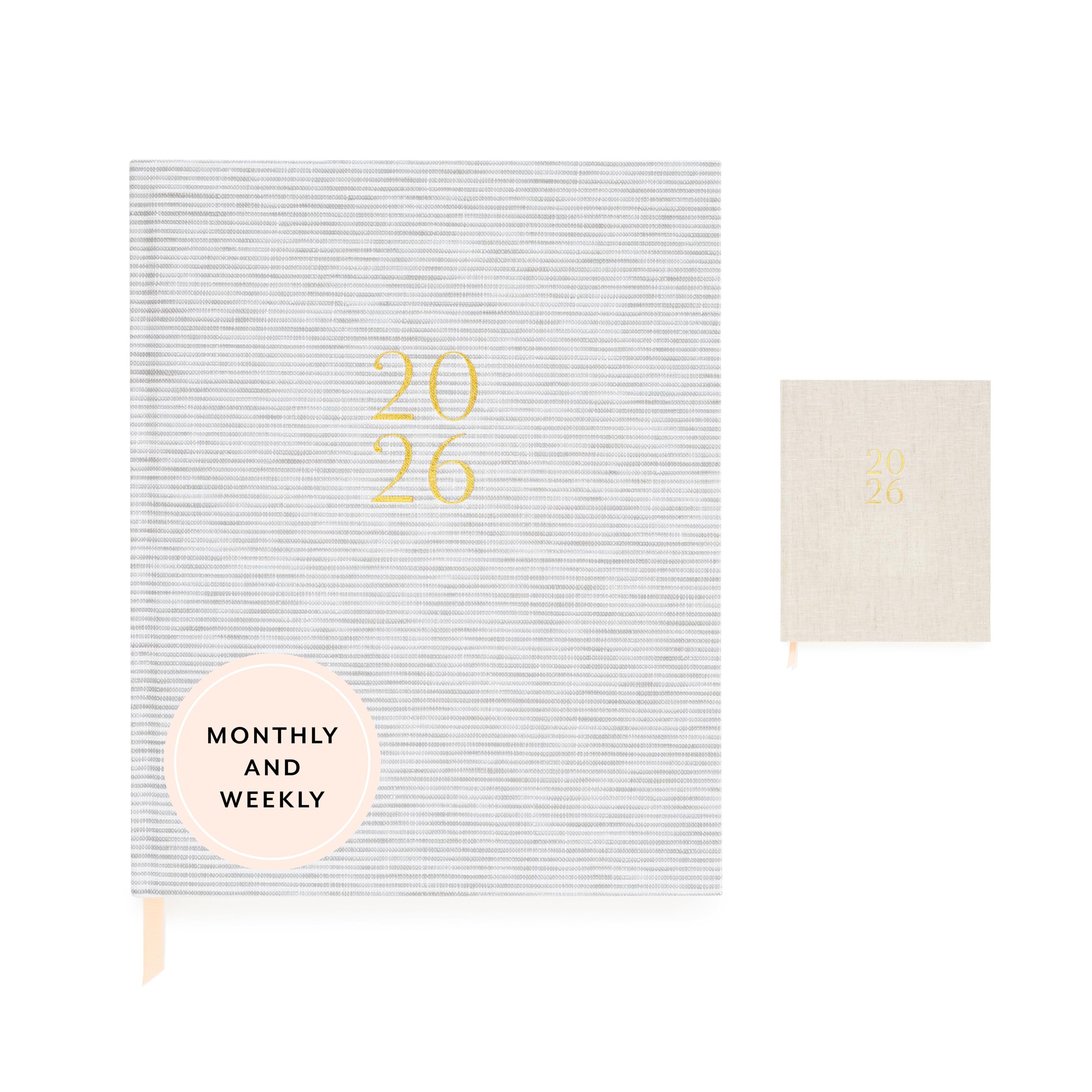 Photo 1 of Sugar Paper 2026 Desk Agenda, Weekly and Monthly, January to December, 8.25" x 10.25", Calendar for Women, Fabric Bound Planner, 12 Month, Shoreline Stripe