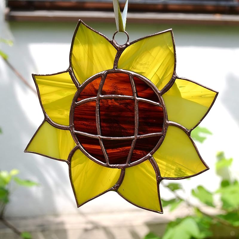 Lovely stained glass Sunflowers 9 w x 14t Suncatchers Home & Living jan