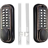 Double-Sided Mechanical Keyless Combination Latch Door Lock OR Bronze | [Flat Spindle] Oval shaped knob lock, Quick-code function Gate lock, No Batteries or Power, Not a Deadbolt