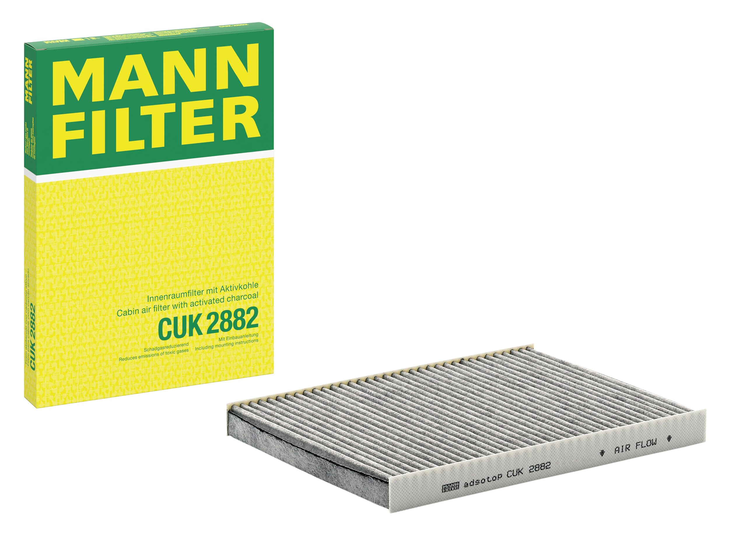 MANN-FILTER CUK 2882 Cabin Air Filter - Pollen Filter with Activated Carbon - for Cars + Transporters
