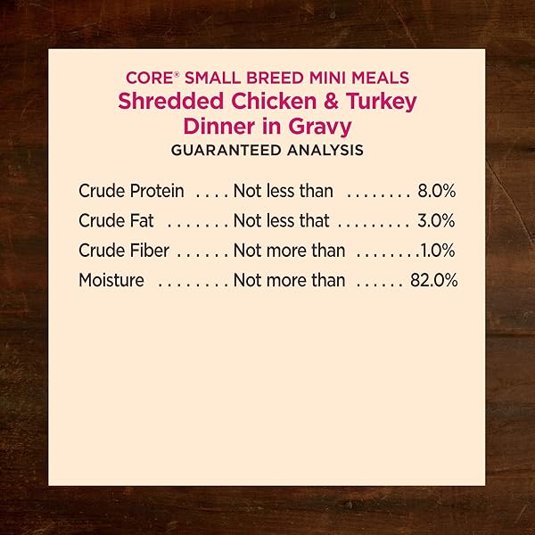 WELLNESS CORE SMALL BREED MINI MEALS SHREDDED IN GRAVY ADULT WET DOG FOOD, GRAIN FREE, NATURAL, CHICKEN AND TURKEY DINNER RECIPE, 3 OZ, PACK OF 12 POUCHES