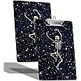 A4 Size Clipboard with Hanging Hook and Low Profile Clip, Plastic Nurse Clipboard Writing Drawing Board with Double-Sided Dance Skull Print for Woman Kids Office School Use