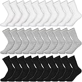 Jadive 30 Pairs Womens Crew Socks Solid Color Socks Lightweight Cute Women Cotton Gym Athletic