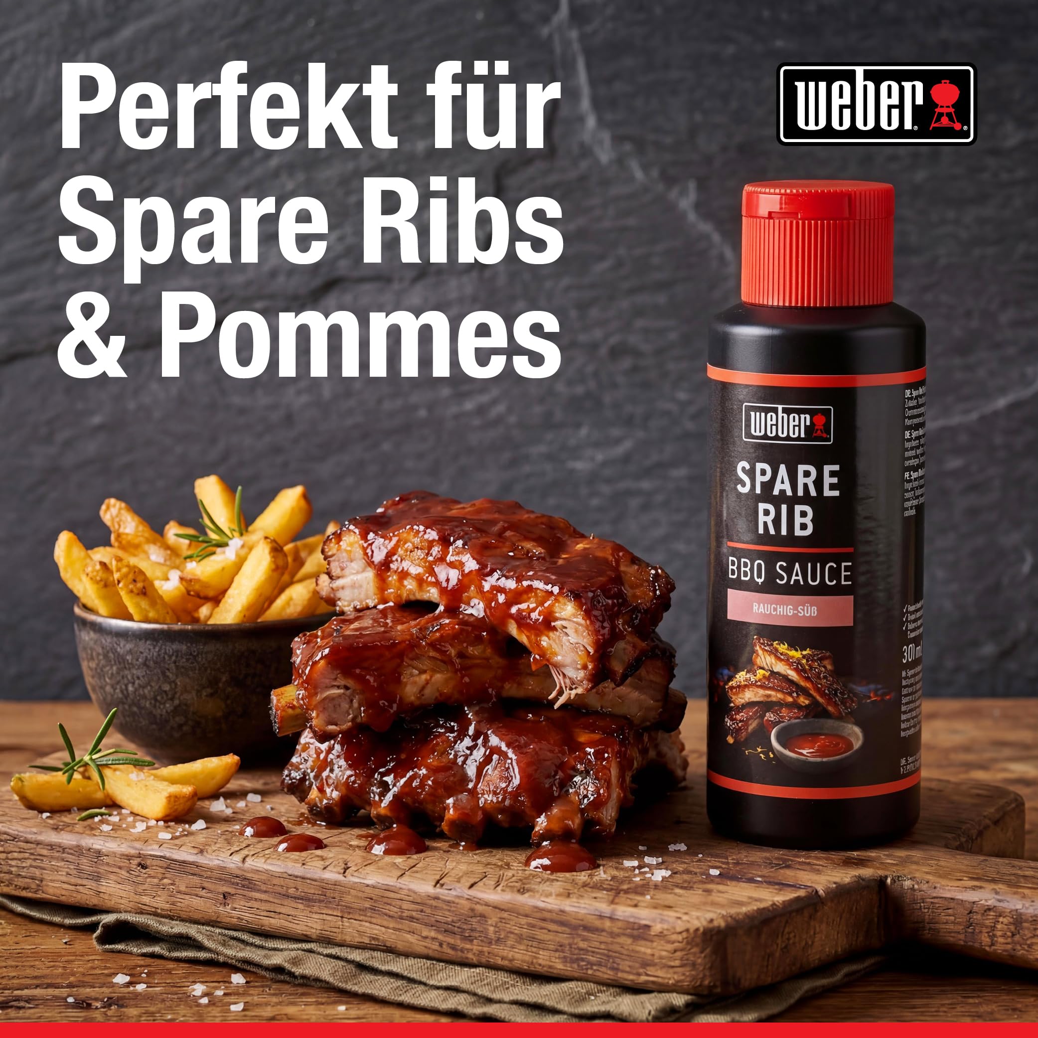 Weber Spare Rib BBQ Sauce 300 ml - Süßlich-rauchige Grillsauce für Spare Ribs, Pulled Pork & Hähnchen - Ideal zum Marinieren & Grillen - Grill Sauce glutenfrei, laktosefrei, ohne Konservierungsstoffe 4