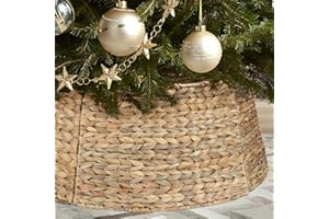 YONSYA 5-Piece Rattan Christmas Tree Collar - 26" Rustic Farmhouse Tree Skirt- Xmas Tree Base Cover for Christmas Decoration- Woven Holiday Tree Ring Accessory for Home, Living Room (Natural, 26 in)