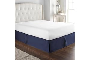 HC Collection Bed Skirt, Soft Microfiber Box Spring Cover, Bed Skirting Queen Size, 14" Inch Drop, Wrinkle & Fade Resistant - Navy