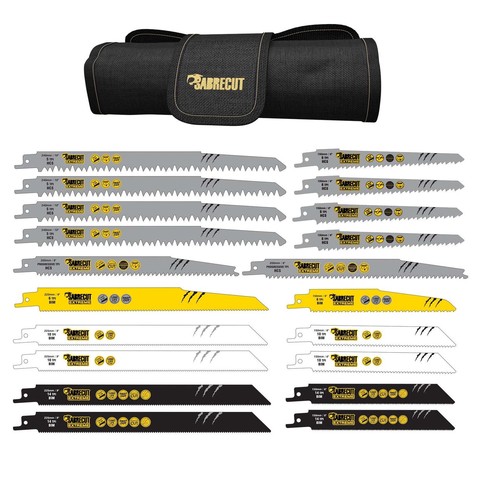 20 x SabreCut SCRSK20A Mixed S610DF S644D S922BF S922HF S1110DF S1122HF S1122BF S1531L S2345X Fast Wood and Metal Cutting Reciprocating Sabre Saw Blades