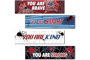 Atiloy 4 Pcs Spider Room Decor for Boys Spider Wall Decor Inspirational Wooden Hanging Wall Sign Motivational Wood Art Prints for Kids Men Home Bedroom Game Room Wall Decor