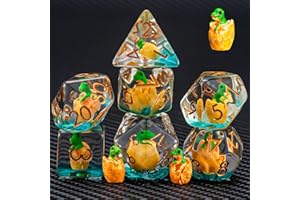 WEYANO DND Resin Dinosaur Dice Set Dungeons and Dragons Dice Set, Resin D&D Dice Set Red Polyhedral Dice for Dungeons and Dragons Role Playing Games D&D Dice Set D20 D12 D10 D8 D6 D4