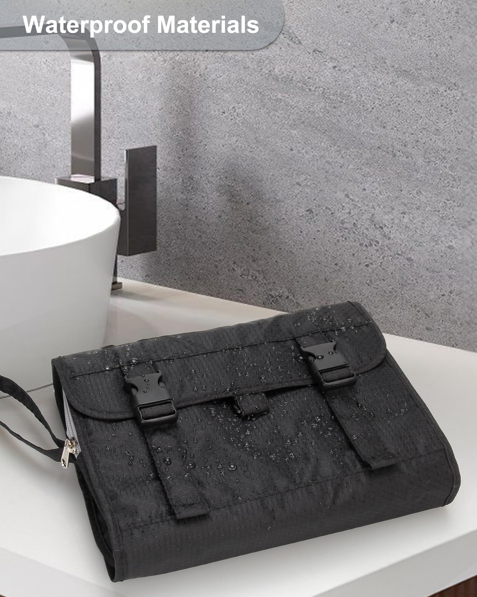 Relavel Travel Hanging Toiletry Bag for Men Women Travel Kit Shaving Bag Waterproof Large Makeup Bag Wash Bag Makeup Organizer Cosmetic Case for Bathroom Shower Black