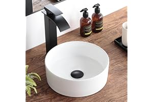 KDKSC Small Bathroom Vessel Sink 12"x12" Round Bathroom Sink White Ceramic Bathroom Sinks Modern Above Counter Art Basin