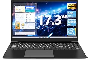 SGIN Laptops, Laptop 17 Inch, 4GB DDR4 128GB SSD Laptops Computer with Core i3 Processor (up to 2.5 GHz), 8000mAh, Type-C, Webcam, Mini HDMI, USB3.2 * 2, Dual WiFi(Black)