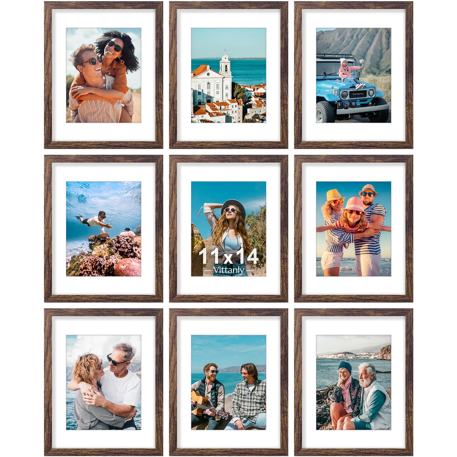 Vittanly 11x14 Picture Frames Set of 9, Shatter