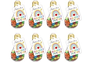 AISOSIKS Plastic Light Bulb Jars for Pre-K Preschool Kindergarten 5TH Grade 8TH Grade Graduation Party Decorations 2025, FC Heres to a Bright Future Tags for Kids Preschool Kindergarten Graduation Gifts