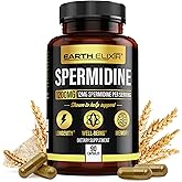 Earth Elixir Spermidine Supplements 1200mg (90 Capsules) – Anti Aging - 3rd Party Tested (12mg Spermidine Powder) Max Purity - 100% Pure Espermidina- Fermented Wheat Germ Extract - NMN Alternative