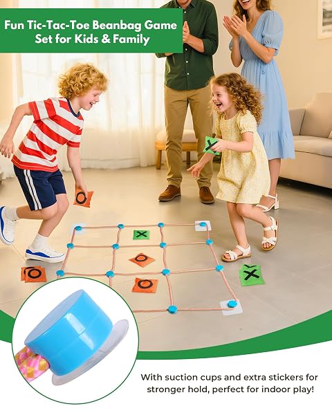 2-IN-1 GIANT TIC TAC TOE AND CAN TOSS GAME – OUTDOOR GAMES FOR KIDS & FAMILY, BACKYARD AND INDOOR PARTY GAME SET WITH BEAN BAGS & STORAGE BAG