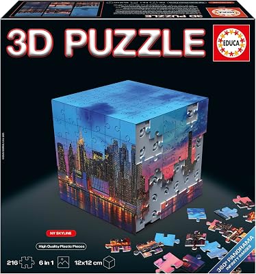 - 3D Puzzle NY Skyline Panorama | El Reto puzzlero en Forma de Cubo con 216 Piezas | Estructura: Base montable Cubierta por 6 Puzzles de 36 Piezas | A Partir de 8 años (20335)