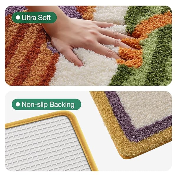 LUMI BATH MATS FOR BATHROOM, NON SLIP ABSORBENT SOFT BATH MAT, WASHABLE LOW PROFILE BATHROOM RUG FOR SHOWER, TUB, 24″X36″