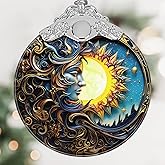 Sun Moon Stained Glass Hanging Ornament - Christmas Tree Decoration Idea