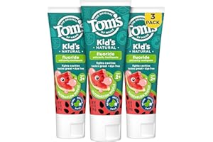 Tom's of Maine Kid's Natural Fluoride Toothpaste, Watermelon, 5.1 oz. 3-pack (Packaging May Vary)
