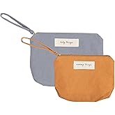 Pearhead Mom Things and Baby Things Pouch Set – Diaper Bag Storage Essentials, Neutral Cosmetic and Accessory Bags for New Mom and Newborn, Mother's Day Gift - Set of 2