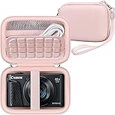 RAIALL Camera Case for Canon PowerShot SX740/ SX730/ SX720/ SX710/ SX610/ SX260/ ELPH 360 HS Digital Camera, Vlogging Cameras Travel Bag, Mesh Pocket for Batteries, SD Cards and USB Cable, Pink