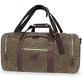 Densata Duffle Bag for Travel, 50L Waxed Canvas Duffle Bag Vintage Travel Bag Overnight Bag with Shoes Compartment Men (Vintage Grey, Large-50L)