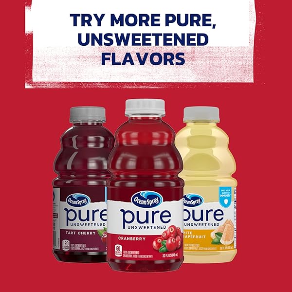 OCEAN SPRAY® PURE UNSWEETENED CRANBERRY, 100% CRANBERRY JUICE FROM CONCENTRATE, 32 FL OZ BOTTLE
