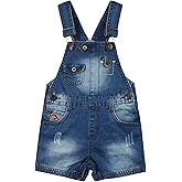 KIDSCOOL SPACE Baby & Little Girls/Boys Summer Shorts,Adjustable Jean Shortall Overalls