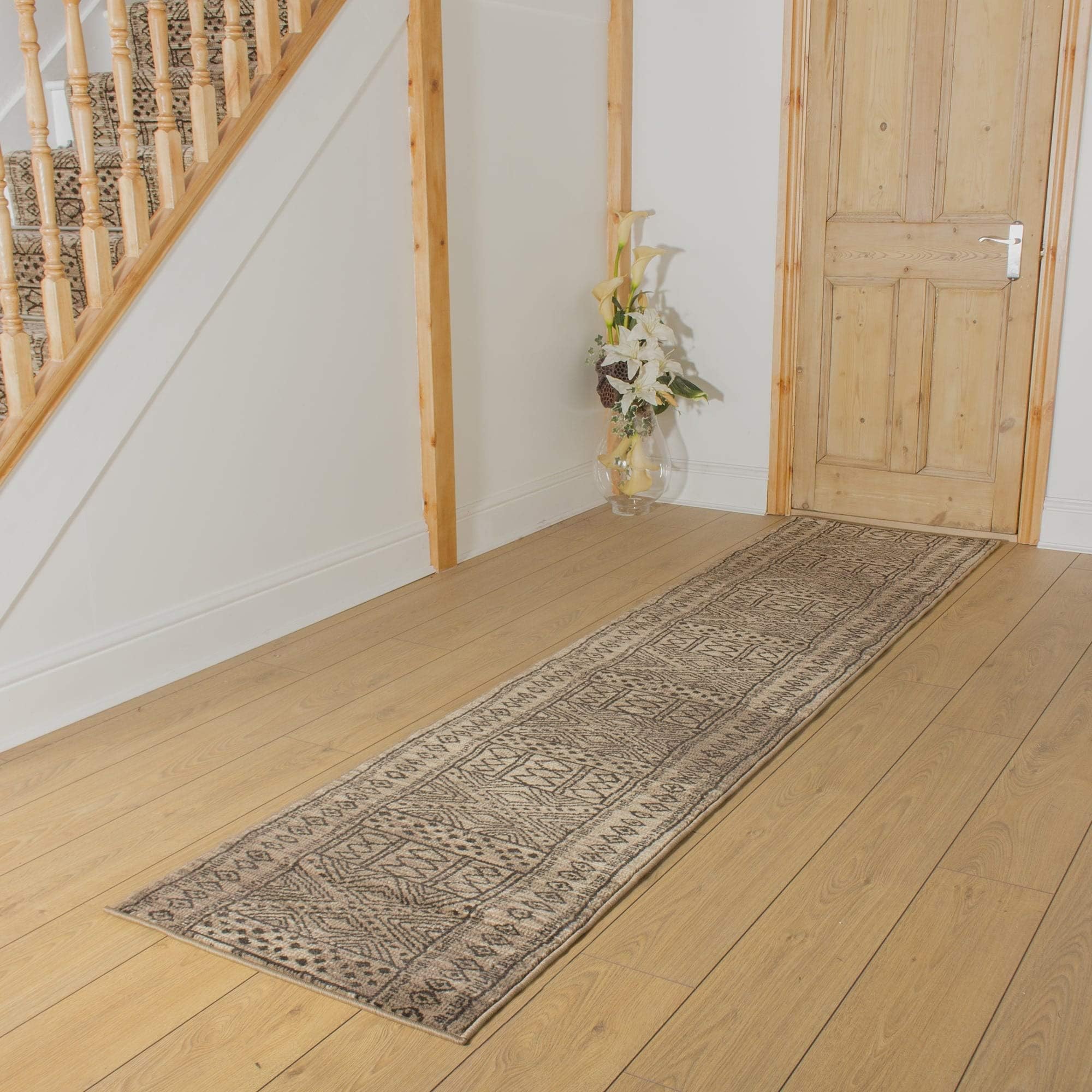 Afrikans Hallway Carpet Runner | Any Length Between 150cm - 600cm | Beige, Grey, Taupe, Red, Black