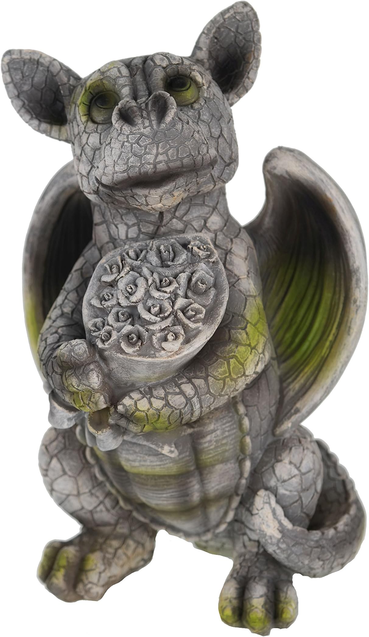 Dragon child with bouquet dragon figure garden figure flower