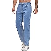 Ushdele Men's Regular Fit Stretch Jeans Straight Leg 5-Pocket Classic Comfort Flex Denim Pants