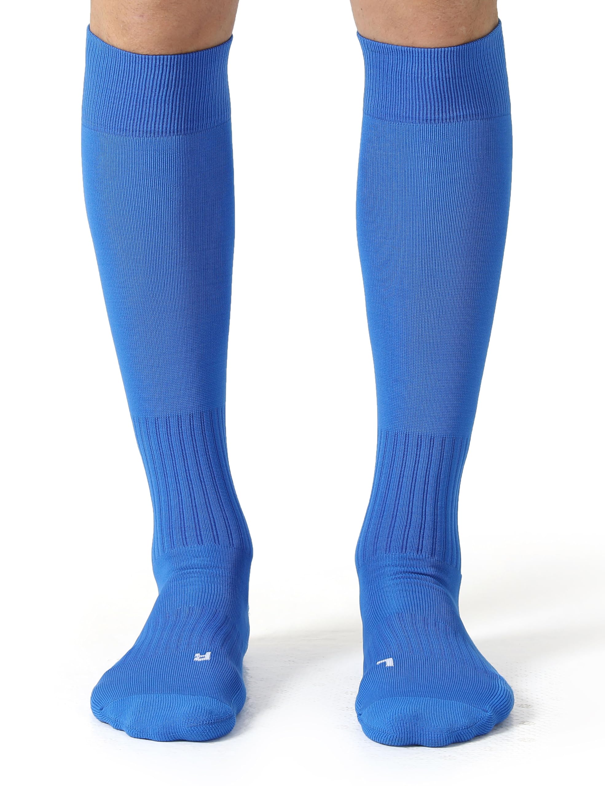 Photo 1 of CelerSport 2 Pack Soccer Socks for Youth Kids Adult Over-The-Calf Socks with Cushion, Blue (2 Pack), X-Small