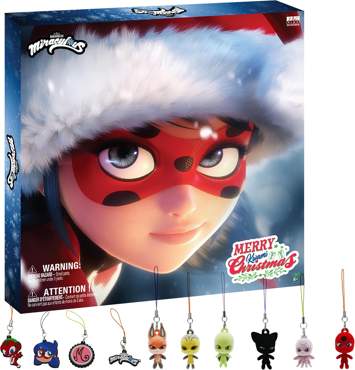 Advent Calendars - Miraculous Ladybug - Ultimate Kwami Advent Calendar with Miniature Flocked Kwamis and EVA Seasonal Charms. Collectible Toys for Kids for Christmas with Hooks and Ribbons (Wyncor)