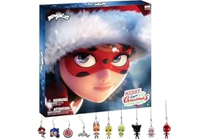 Miraculous Ladybug - Ultimate Kwami Advent Calendar with Miniature Flocked Kwamis and EVA Seasonal Charms. Collectible Toys for Kids for Christmas with Hooks and Ribbons (Wyncor)
