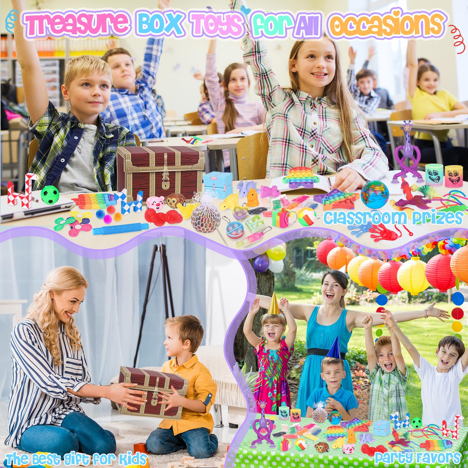 Fidget Toys, 68 Pack Party Favors for Kids, Treasure Box Toys for Classroom Prizes, Sensory Fidget Toys Carnival Prizes, Pinata Filler, Goodie Bag Stuffers Gifts for Kids Age 3 4 5 6 7 8+