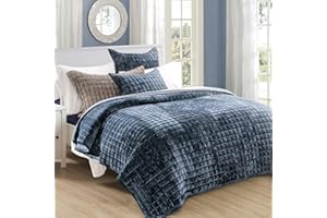 RECYCO Luxury Velvet Quilt Queen Size, Ultra Soft Velvet Bedding Sets, Lightweight Quilted Velvet Comforter Set, Channel Stit