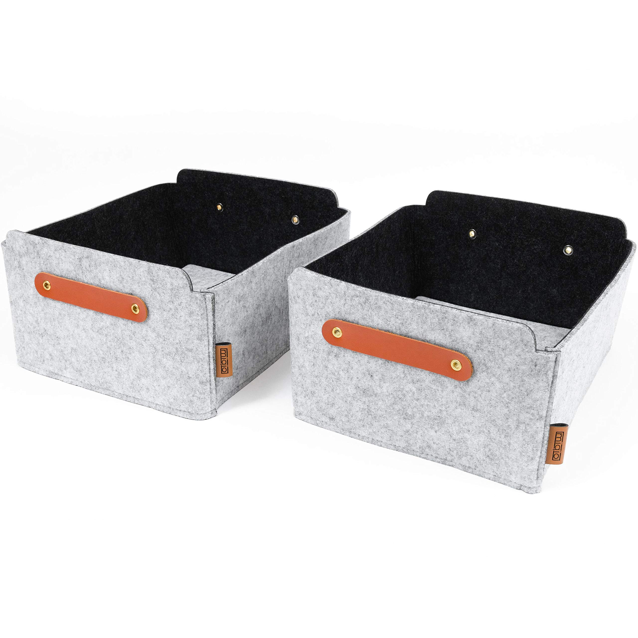 MIQIO Set of 2 Small Light Grey Rectangular Felt Storage Boxes — image 1