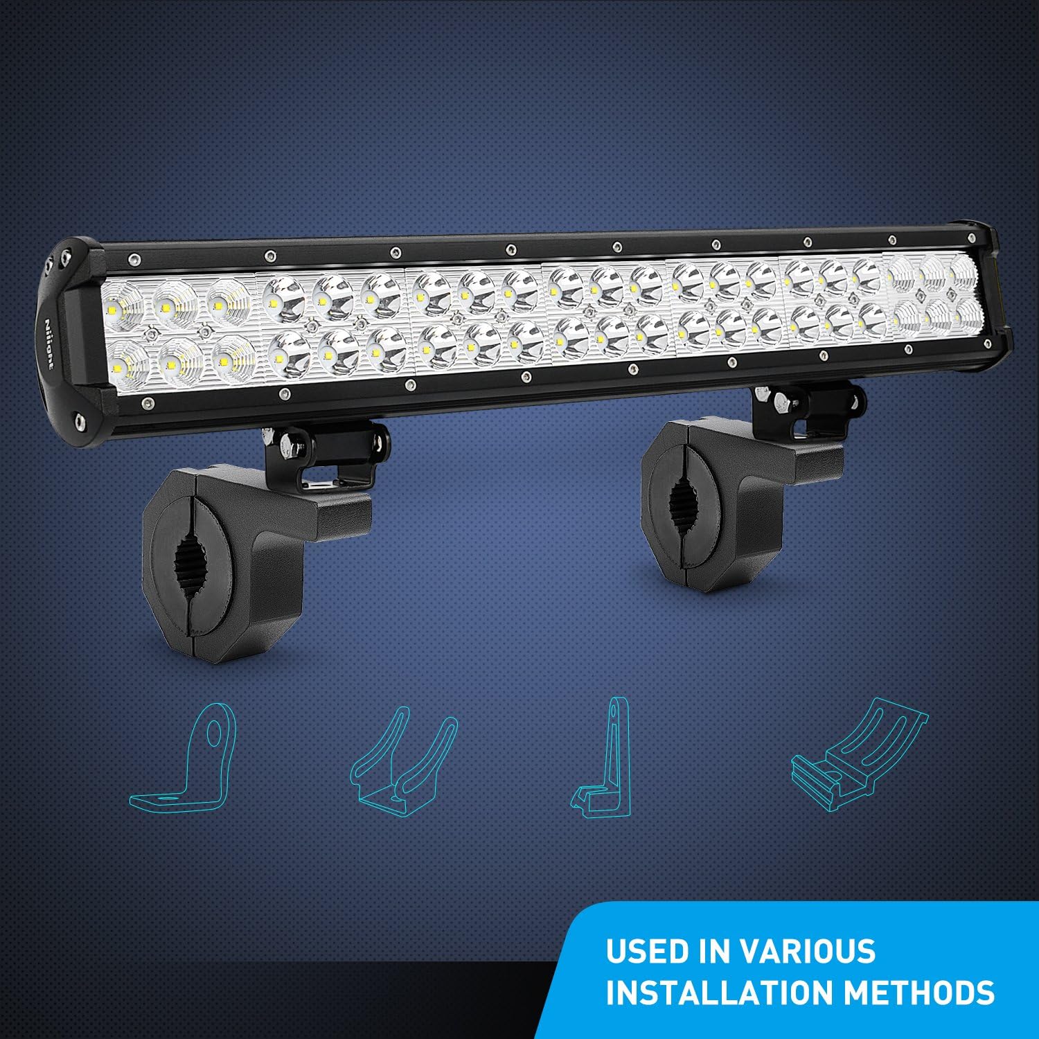 Nilight LED Light Bar Mounting Bracket Kit LED Off-Road Light Horizontal Bar Tube Clamp Roof Roll Cage Holder, 2 Years Warranty: Automotive