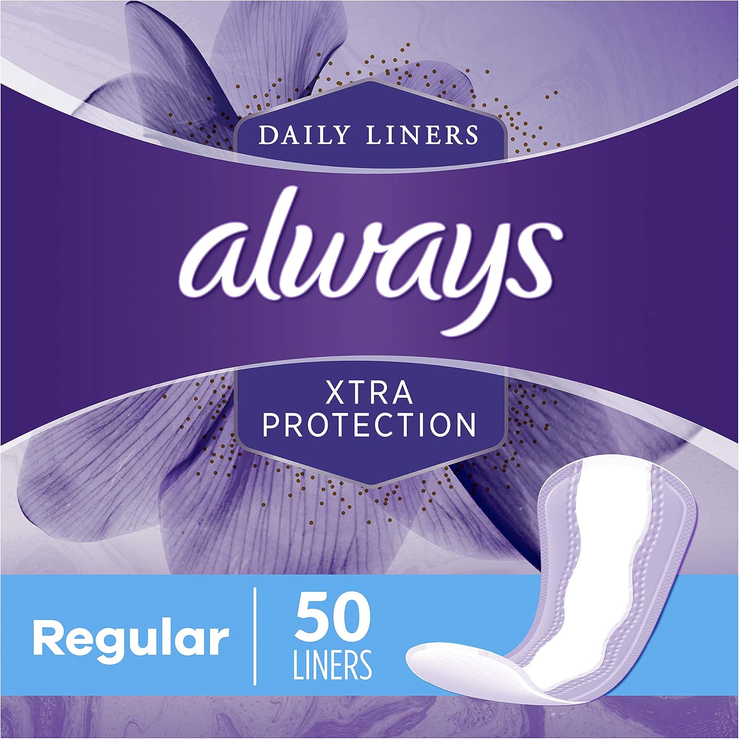 Always Xtra Protection Daily Feminine Panty Liners for Women, 300 Count, Regular, 50 Count - Pack of 6 (300 Total Count): Health & Personal Care