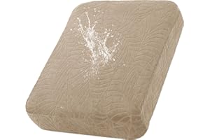 KELUINA 100% Waterproof Couch Cushion Covers, Stretch Leaf Jacquard Sofa Seat Cushion Slipcovers Washable Furniture Protector for Armchair Loveseat Sofa Chaise (Khaki,1)