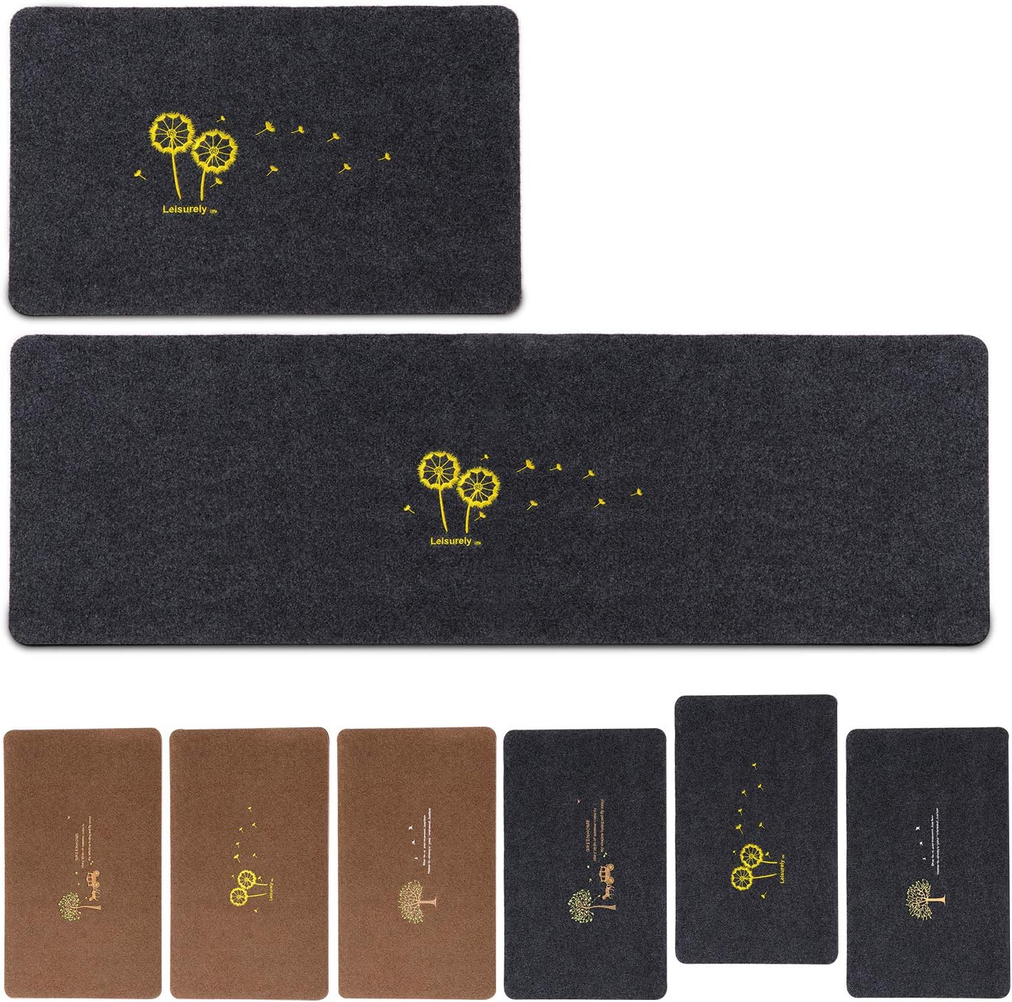 Aocii Kitchen Rugs and Mats 2 Piece Set, 20X32''+20x63'' Rugs for Floor, Kitchen Runner Easy Washable Area Rugs, Waterproof and Oil Absorbent Comfort Floor Mat, Dirt-Resistant Rugs (Gray Carriage): Kitchen & Dining